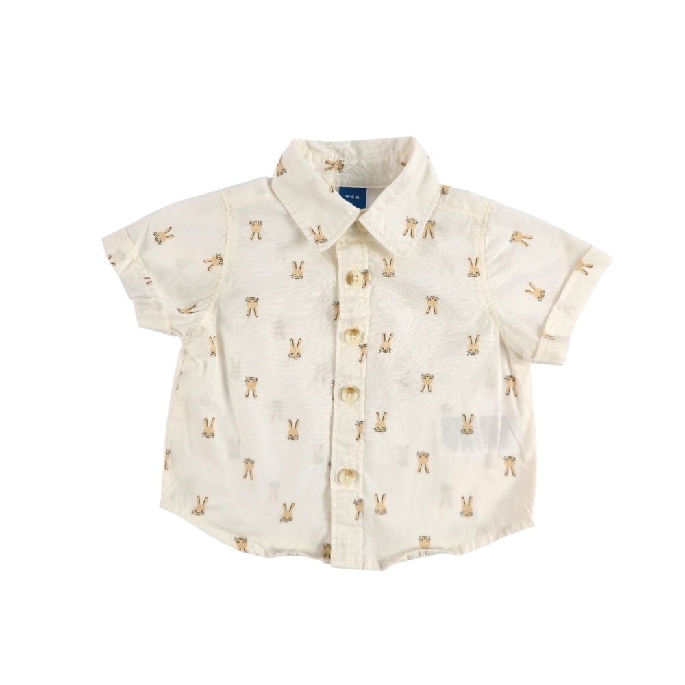 Old Navy, Short-Sleeve Printed Poplin Shirt,  All Bunny, 0-3M